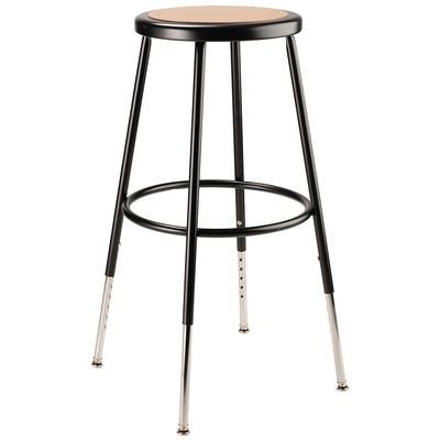 National Public Seating 6224H-10 Round Backless Stool w/ Masonite Board Seat, Black