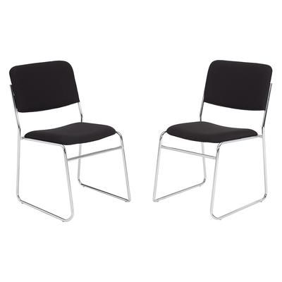National Public Seating 8660 Stacking Chair w/ Ebony Black Fabric Back & Seat - Steel Frame