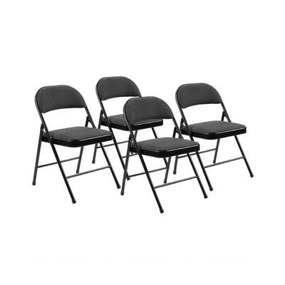 National Public Seating 970 CR970-970 Folding Chair w/ Star Trail Black Fabric Back & Seat - Steel Frame, Black