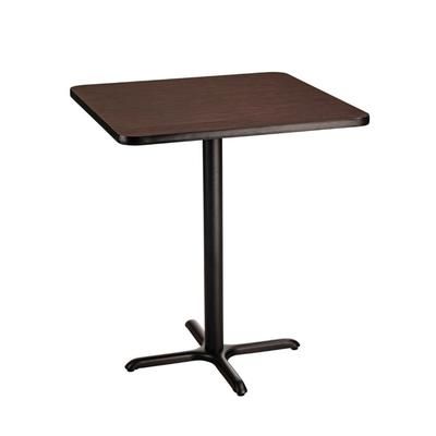 National Public Seating CT33030XBMY 30" Square Bar Height Table - Mahogany Laminate Top, Black Metal Base