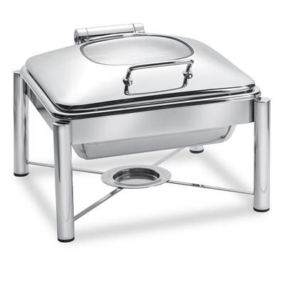 Eastern Tabletop 3954G/S 6 qt Square Induction Chafing Dish w/ Hinged Glass Lid, Stainless Steel, 6 Quart, Silver