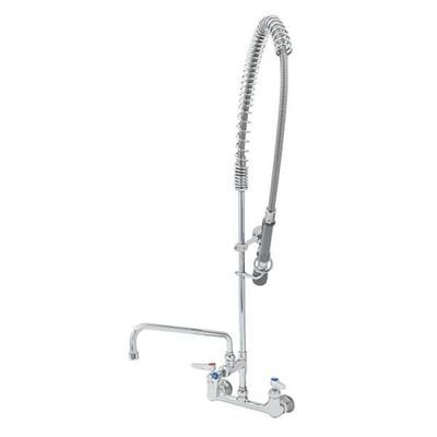 T&S B-0133-12-CRBJK 37 9/16" Wall Mount Pre Rinse Faucet - 1 7/100 GPM, Base with Nozzle, Stainless Steel
