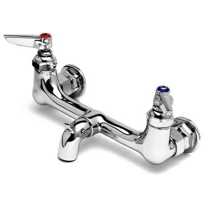T&S B-0672-POL Service Faucet, 4 5/16 in From Wall to Outlet Center, Polish Chrome, 2.26 GPM Plain End Outlet, Pail Hook