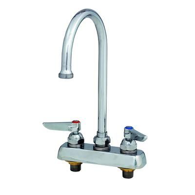 T&S B-1141 Deck Mount Faucet - 5 3/4" Swivel Gooseneck Spout, 4" Centers