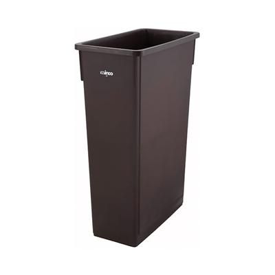 Winco 23 gal Rectangle Slim Trash Can - Brown, 20 1/8"L x 10 7/8"W x 29 7/8"H, PTC-23B