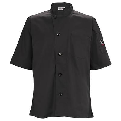Winco UNF-9K3XL Broadway Ventilated Chef's Shirt w/ Short Sleeves - Poly/Cotton, Black, 3X