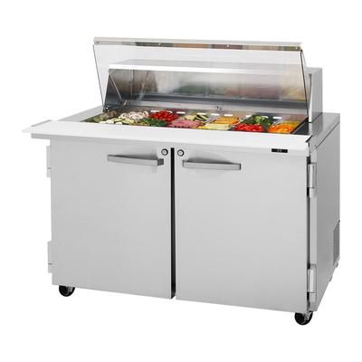 Turbo Air PST-48-18-N-CL 48 1/4" PRO Series Mega Top Sandwich/Salad Prep Table w/ Refrigerated Base, 115v, 18 Pan Capacity, Clear Hood Lid, Stainless Steel