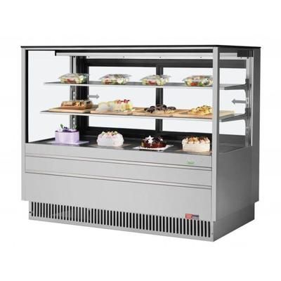 Turbo Air TCGB-60UF-S-N 60 1/2" Full Service Bakery Display Case w/ Straight Glass - 3 Levels, 115v, Silver