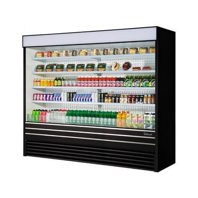 Turbo Air TOM-96EB-N 93" Vertical Open Air Cooler w/ 5 Levels, 220v/1ph, Self-Contained System, Self-Cleaning Condenser, Black