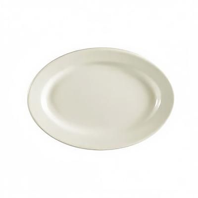CAC REC-19 13 1/2" x 10 1/4" Oval Platter - Ceramic, American White, 1 Dozen