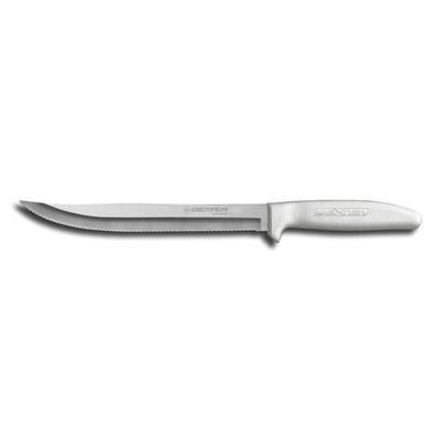 Dexter Russell S142-8SC-PCP SANI-SAFE 8" Utility Slicer w/ Polypropylene White Handle, Carbon Steel, Scalloped