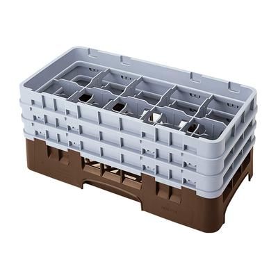Cambro 10HS638167 Camrack Glass Rack - 3Extenders, 10 Compartments, Brown, 3 Extenders, Brown/Soft Gray