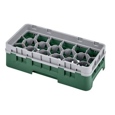 Cambro 17HS318119 Camrack Glass Rack with Extender - 17 Compartment, Sherwood Green, 17 Compartments, 1 Gray Extender, Case of 5