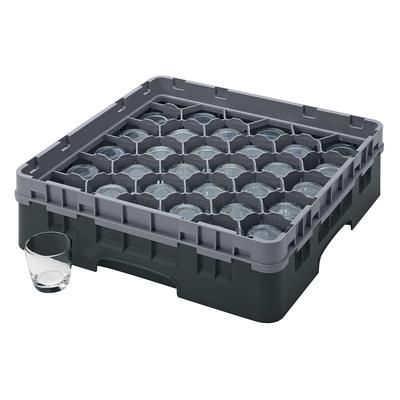Cambro 30S318110 Camrack Glass Rack w/ 30 Compartments - 30 Gray Extender, Black, Black Base, 1 Soft Gray Extender