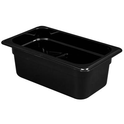 Cambro 44HP110 4"D Quarter Size High Temp Food Pan - Non-Stick, Nonstick, Black, Case of 6