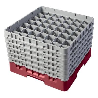 Cambro 49S1114416 Camrack Glass Rack w/ 49 Compartments - 49 Gray Extenders, Cranberry, 6 Extenders, Red