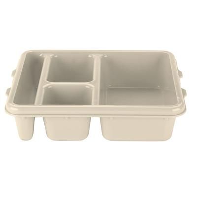 Cambro 9114CP161 Plastic Meal Delivery Tray w/ 4 Compartments, 8 15/16" x 10 3/4", Tan, Copolymer, Beige