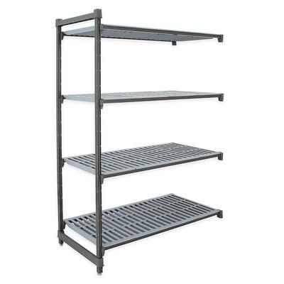 Cambro CBA243664V4580 36" NSF 4-Tier Polymer Shelf Kit - Camshelving Basics Plus, 24"W, 64"H, 4 Tiers, 36" x 24" x 64", Gray
