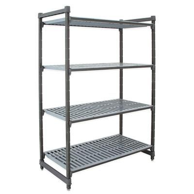 Cambro CBU184864V4580 48" NSF 4-Tier Polymer Shelf Kit - Camshelving Basics Plus, 18"W, 64"H, Gray