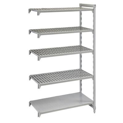 Cambro CPA215484VS5PKG 54" NSF 5-Tier Polymer Shelf Kit - Camshelving Premium, 21"W, 84"H, 5 Vented/Solid Tiers, 54" x 21" x 84", Gray