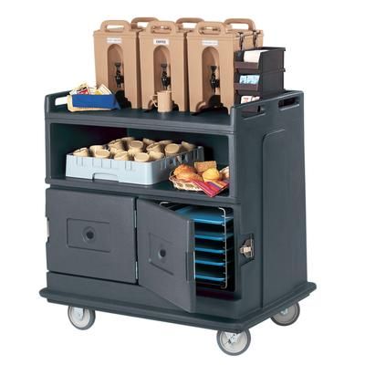 Cambro MDC24191 44 1/2" Polymer Beverage Service Cart, 30"D x 44"H, Gray, Recessed Top