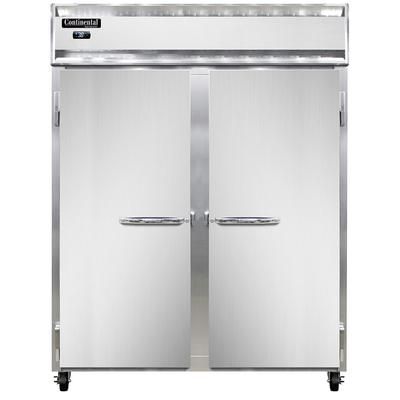 Continental 2REN 57" 2 Section Reach In Refrigerator, 2 Left/Right Hinge Solid Doors, 115v, Silver