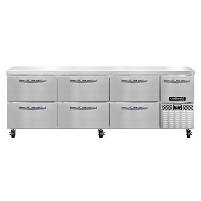 Continental RA93N-D 93" Worktop Refrigerator w/ 4 Sections, 115v, Silver