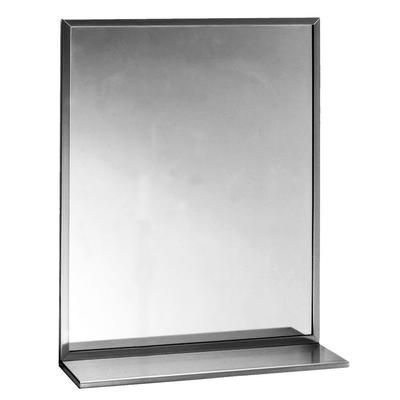 Bobrick B1661830 B-165 Series Channel-Frame Mirror with Stainless Steel Shelf, 18" X 30", Silver