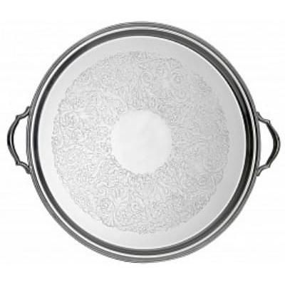 Bon Chef 61337 20" Round Tray w/ Bead Border, Stainless, Silver