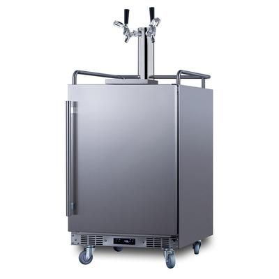 Summit BC74OSCOMTWIN 24" Kegerator Commercial Beer Dispenser w/ (3) 1/6 Keg Capacity - 3 Column, Stainless, 115v, Silver