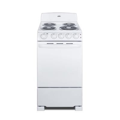 Summit RE203W 20"W Electric Stove w/ 4 Burners - White, 220v/1ph, Freestanding