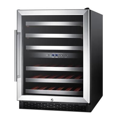Summit SWC530BLBIST 23 5/8" 1 Section Commercial Wine Cooler w/ 2 Zones - 36 Bottle Capacity, 115v, 46 Bottle Capacity, Silver