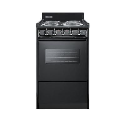 Summit TEM110CW 20"W Electric Stove w/ 4 Burners - Black, 220v/1ph