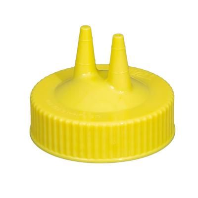 Vollrath 2300-08 Twin Tip Squeeze Bottle Replacement Cap - Wide Mouth, 16 32 oz, Yellow, 1 Dozen