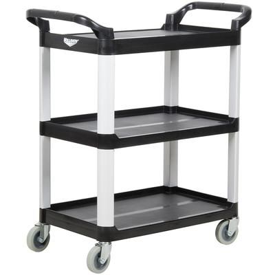 Vollrath 97007 3 Level Polymer Utility Cart w/ 300 lb Capacity, Raised Ledges, 3 Shelves, Black