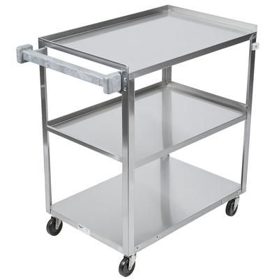 Vollrath 97126 3 Level Stainless Utility Cart w/ 400 lb Capacity, Raised Ledges, 3 Shelves, Silver
