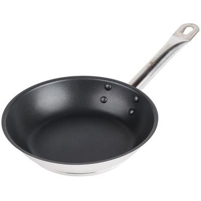 Vollrath N3808 8" Optio Non-Stick Steel Frying Pan w/ Hollow Metal Handle - Induction Ready, Stainless Steel