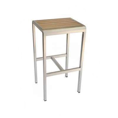 emu AB1221 (06-401) 30" Sid Backless Barstool w/ Oak Slat Seat - Aluminum, Silver, Oak Design, Foot Rest, Brown