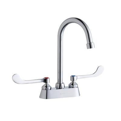 Elkay LK406GN05T6 Deck Mount Faucet w/ 5" Gooseneck Swing Spout & 6" Wrist Blade Handles - 4" Centers, Chrome