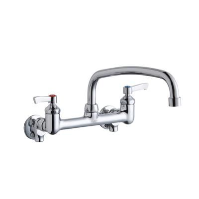 Elkay LK940AT12L2S Splash Mount Faucet w/ 12" Arched Swing Spout & 2" Lever Handles - 8" Centers, Chrome