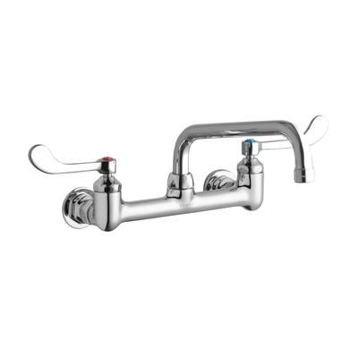 Elkay LK940TS08T4H Splash Mount Faucet w/ 10" High Arch Swing Spout & 4" Wrist Blade Handles - 8" Centers, Chrome