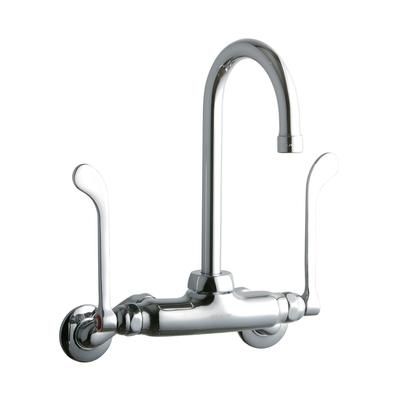 Elkay LK945GN05T6T Splash Mount Faucet w/ 5" Gooseneck Spout & 6" Wrist Blade Handles - 3 1/2" to 8" Centers