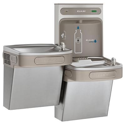 Elkay LZSTLDDWSVRSK Wall Mount Bi Level Drinking Fountain w/ Bottle Filler - Filtered, Non Refrigerated, Stainless, Silver