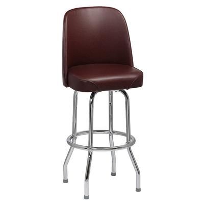Royal Industries ROY 7721 BRN Commercial Bar Stool w/ Solid Back & Brown Vinyl Bucket Seat, Chrome