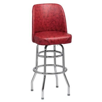 Royal Industries ROY 7722 CRM Commercial Bar Stool w/ Solid Back & Crimson Vinyl Bucket Seat, Chrome