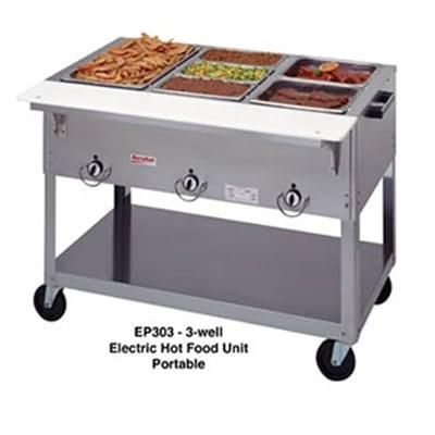Duke EP304SW 208/1 58 3/8" Hot Food Table w/ 4 Wells & Cutting Board, 208v/1ph, Silver