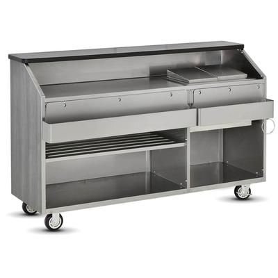 FWE CB-6 L2 72"L Conventional Portable Bar, Stainless Interior, Buka Bark, Brown