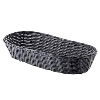 Tablecraft 2418 Handwoven Basket, 15 x 6 x 3", Polypropylene Cord, Oblong, Black, 1 Dozen
