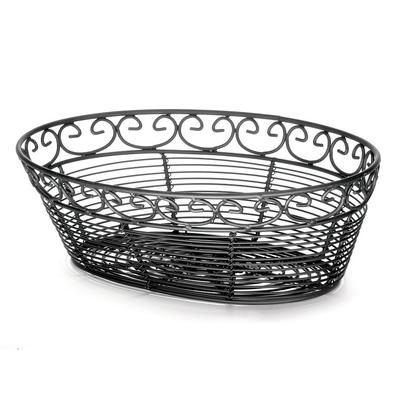 Tablecraft BK27410 Oval Mediterranean Collection Basket, 10 L x 6 1/2 W x 3"H, Black Metal