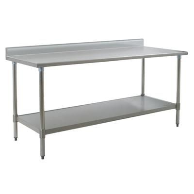 Eagle Group T3072SE-BS 72" 14 ga Work Table w/ Undershelf & 300 Series Stainless Steel Top, 4 1/2" Backsplash